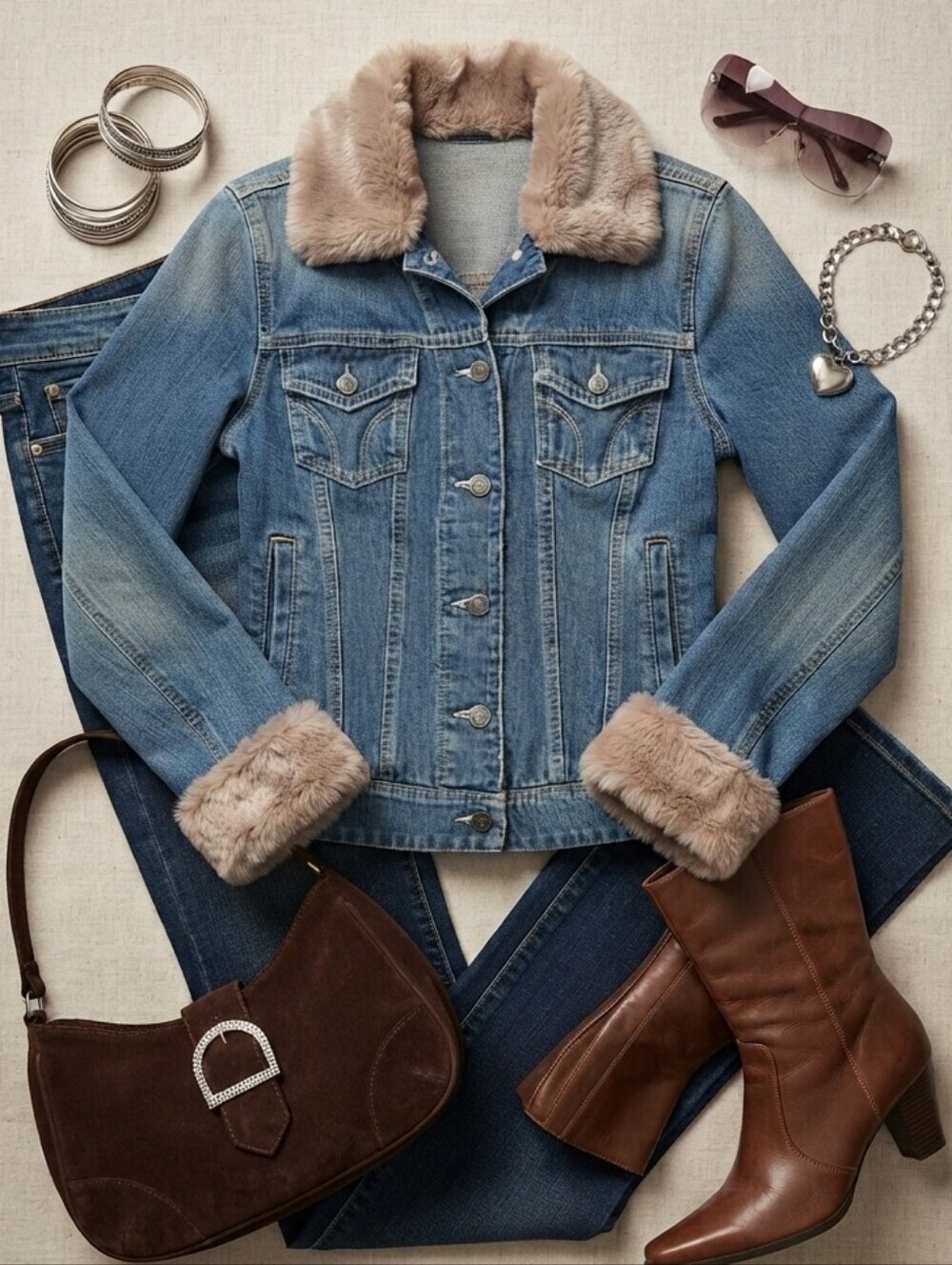 Hollister Jean Jacket With Faux Fur Trim